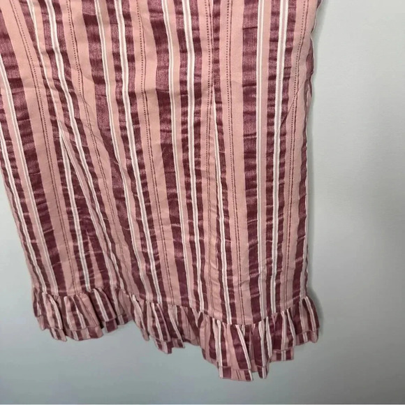 Alexis Womens Brandy Mini Dress Pink Rose Stripe Wide Ruffle Shoulder Medium - Picture 8 of 12